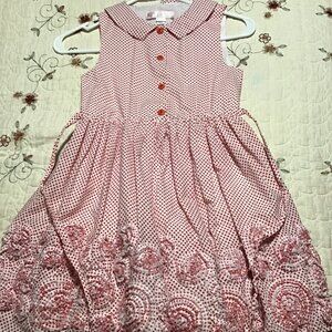 Size 8 Biscotti Collezioni Red Polka Dot 3-D Fabric Rosettes on Skirt Dress